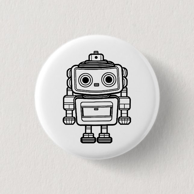 Cute retro robot cartoon illustration Badge Button (Front)