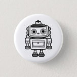 Cute Retro Robot Cartoon Illustration Badge Button at Zazzle