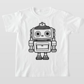 Cute Retro Robot Cartoon Illustration Kids T-shirt by sirylok at Zazzle