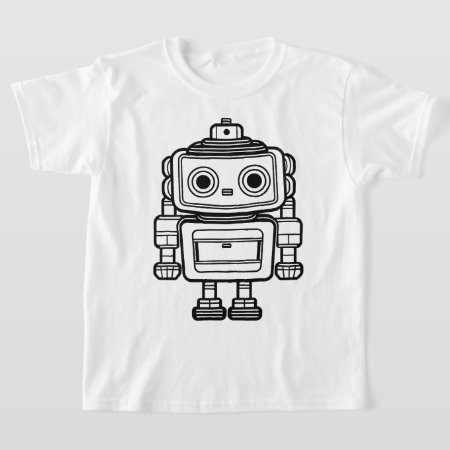 Cute Retro Robot Cartoon Illustration Kids T-shirt