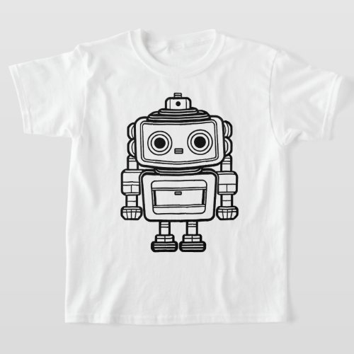 Cute retro robot cartoon illustration kids T_Shirt