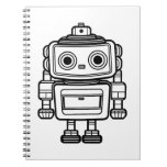 Cute Retro Robot Cartoon Illustration Notebook at Zazzle