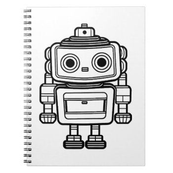 Cute Retro Robot Cartoon Illustration Notebook by sirylok at Zazzle