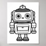 Cute Retro Robot Cartoon Illustration Poster at Zazzle