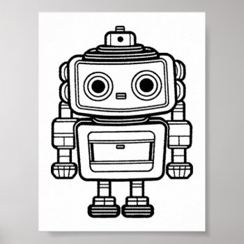 Cute Retro Robot Cartoon Illustration Poster by sirylok at Zazzle