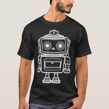 Cute Retro Robot Cartoon Illustration T-shirt by sirylok at Zazzle