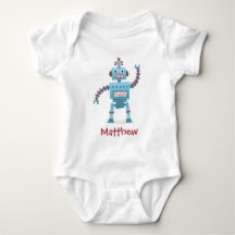 Cute retro robot cartoon personalized baby