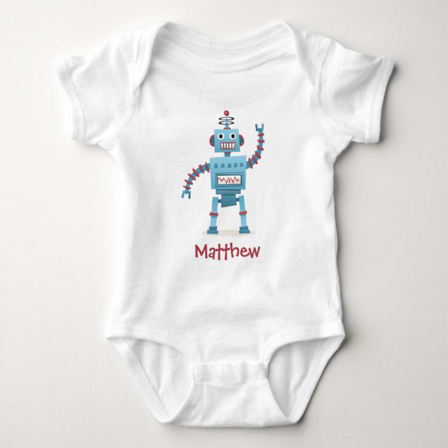 Cute retro robot cartoon personalized baby baby bodysuit (Front)