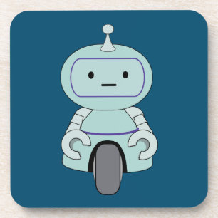 Cute Retro Robot Illustration Beverage Coaster