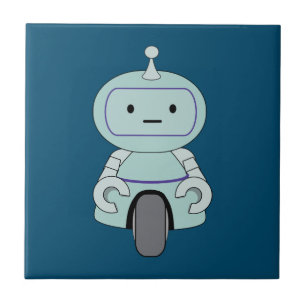 Cute Retro Robot Illustration Ceramic Tile