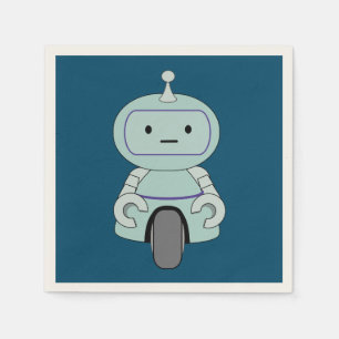 Cute Retro Robot Illustration Paper Napkins