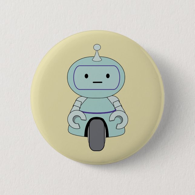 Cute Retro Robot Illustration Pinback Button (Front)