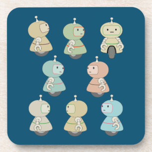 Cute Retro Robot Pattern Beverage Coaster