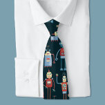 Cute Retro Robot Pattern Dark Neck Tie<br><div class="desc">Cute and helpful looking retro 1950s style robots.  Grandad probably made these in his shed.  Artificial Intelligence,  but not in a scary way.</div>