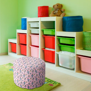 Cute Retro Robots and Computers Pouf