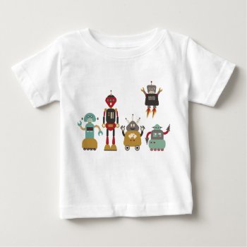 Cute Retro Robots Kids T-shirt by arncyn at Zazzle