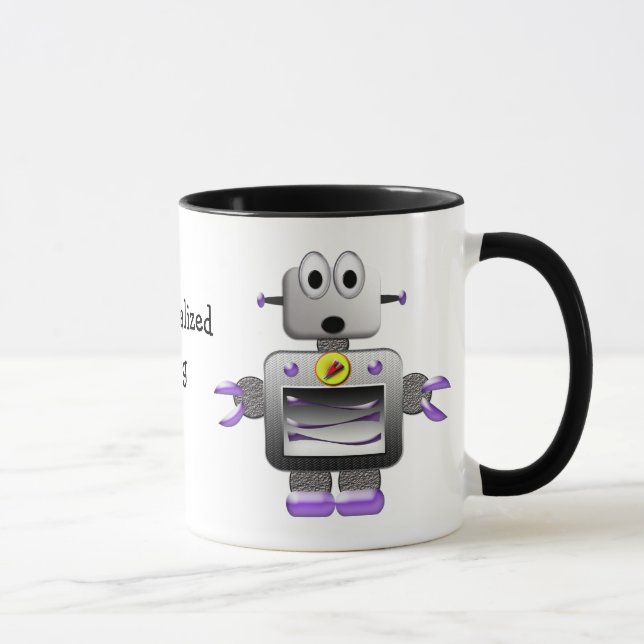 Cute Retro Robots Personalized Mug (Right)