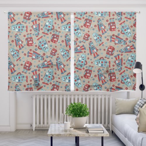 Cute Retro Robots Sci_Fi Themed Sheer Curtains