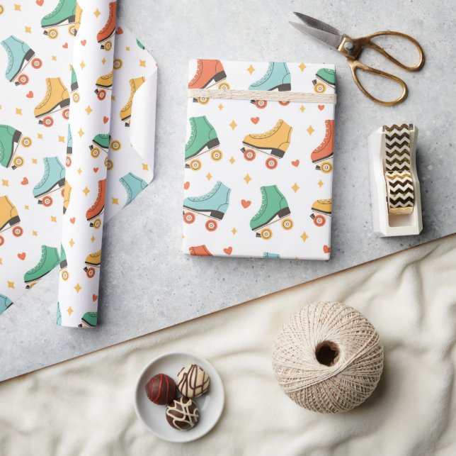 Cute Retro Roller Skates  Wrapping Paper (Crafts)