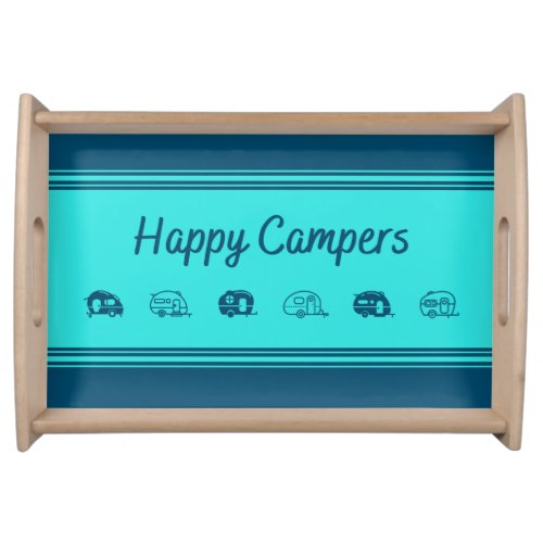 Cute Retro RV Happy Campers Serving Tray