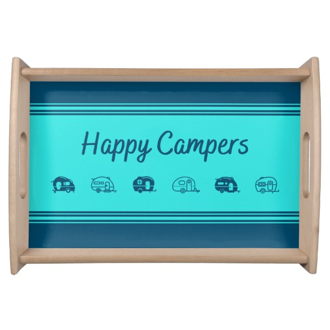 Cute Retro RV Happy Campers Serving Tray (Front)