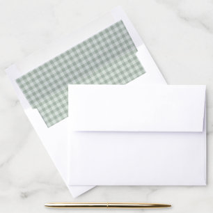 Cute Retro Sage Green Gingham Envelope Liner