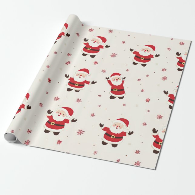 Cute Retro Santa Christmas Wrapping Paper Sheets (Unrolled)