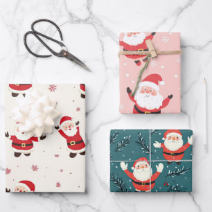Cute Retro Santa Christmas Wrapping Paper Sheets