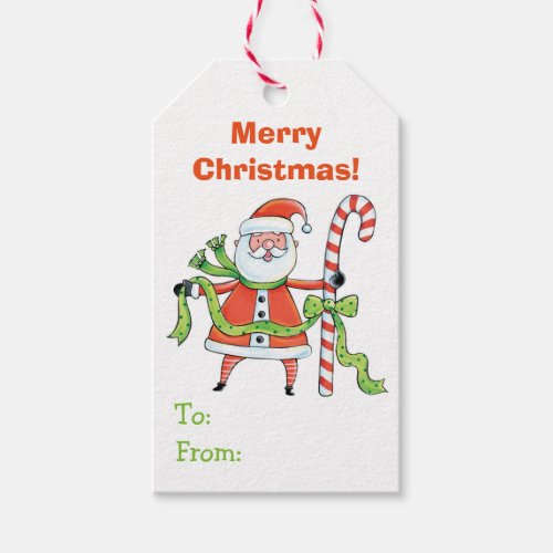 Cute Retro Santa Claus Christmas Gift Tags