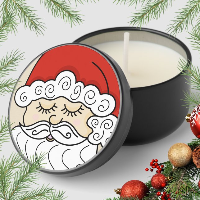 Cute Retro Santa Claus Christmas Seasonal  Mini Candle Favors (Retro Santa Christmas Holiday Candle Tin)