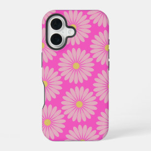Cute Retro Scandinavian Flower Pattern in Pink   iPhone 16 Case
