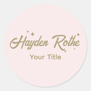 Cute Retro Script Pastel Pink Classic Round Sticker