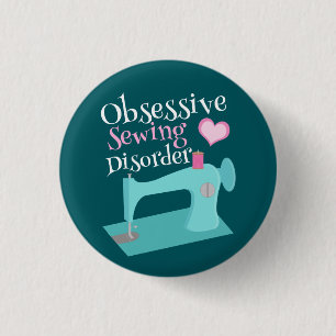 Cute Retro Sewing Machine Seamstress Button