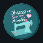 Cute Retro Sewing Machine Seamstress Magnet<br><div class="desc">A pretty gift for a seamstress who has Obsessive Sewing Disorder. This cute design features a beautiful vintage teal sewing machine with a pink heart.</div>