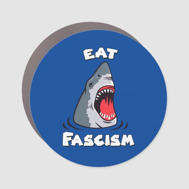 Cute Retro Shark - Eat Fascism Anti-Fascist Car Magnet (Front)