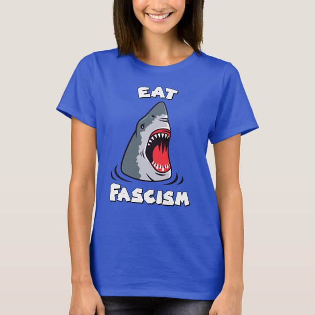 Cute Retro Shark - Eat Fascism Anti-Fascist T-Shirt (Front)