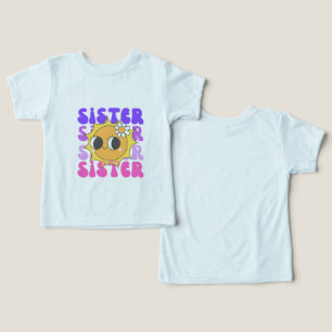 Cute Retro Sister Smiley Face Kids Light Blue Toddler T-shirt