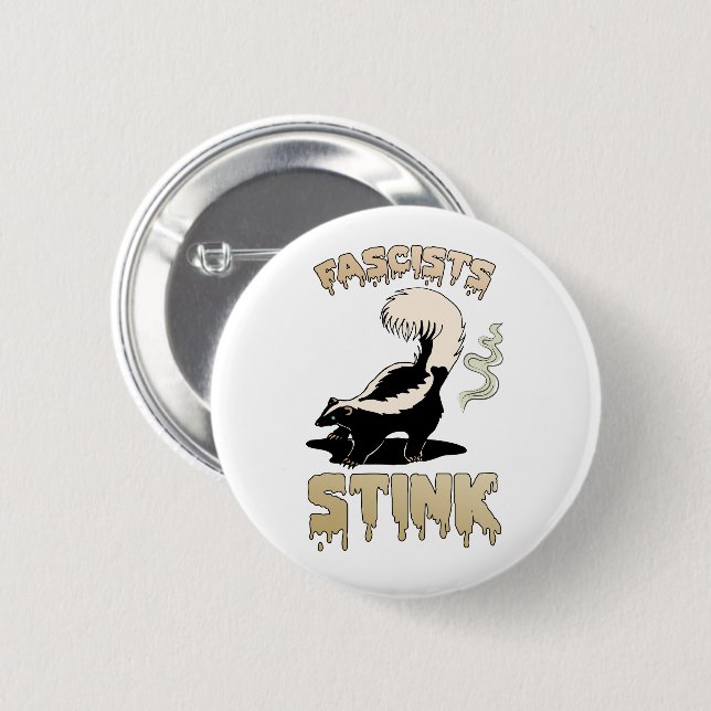 Cute Retro Skunk - Fascists Stink Button (Front & Back)