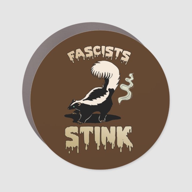 Cute Retro Skunk - Fascists Stink Car Magnet (Front)