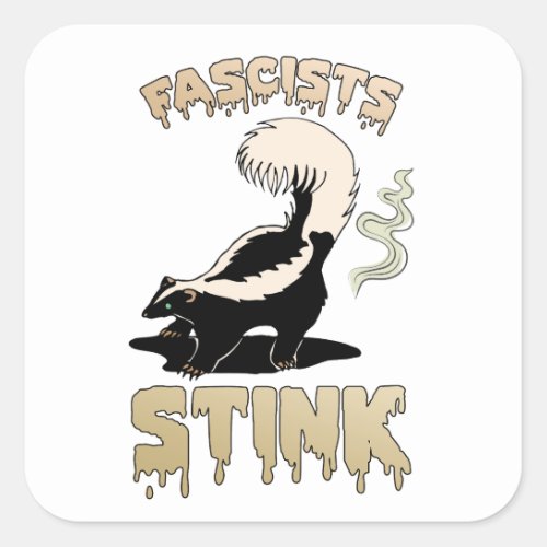 Cute Retro Skunk _ Fascists Stink Square Sticker