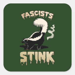 Cute Retro Skunk - Fascists Stink Square Sticker
