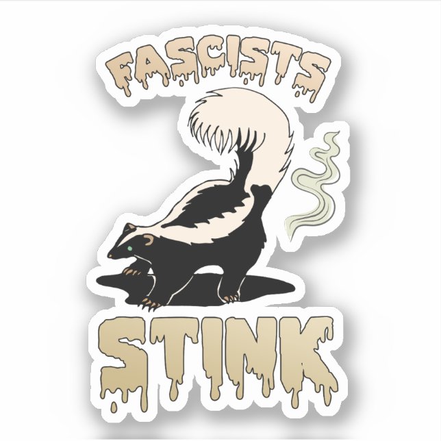 Cute Retro Skunk - Fascists Stink Sticker (Front)