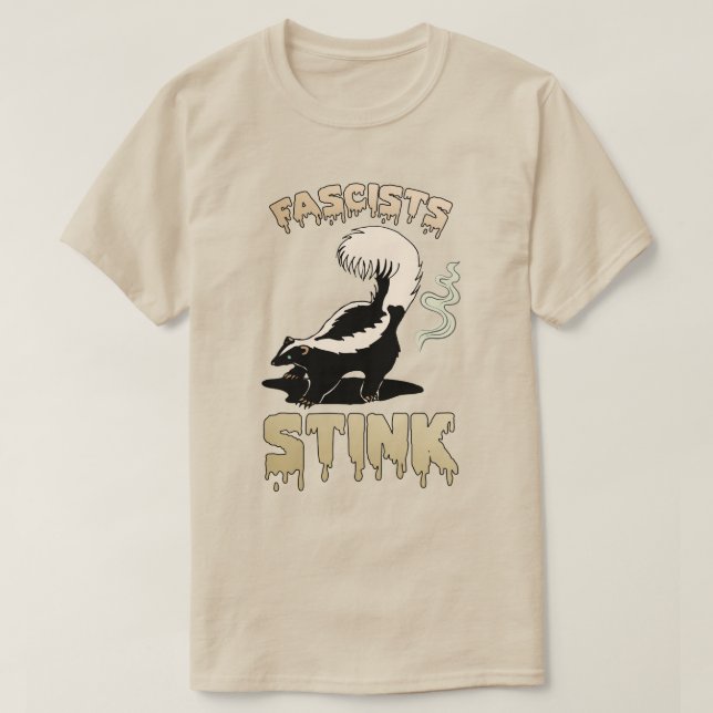 Cute Retro Skunk - Fascists Stink T-Shirt (Design Front)