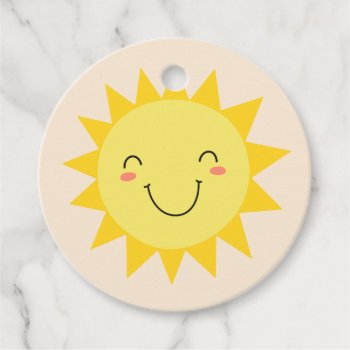 Cute Retro Smiling Sunshine Thank You Favor Tags by kidslife at Zazzle