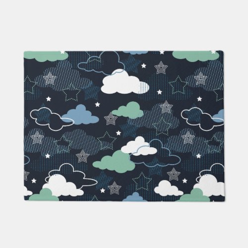 Cute Retro Starry Night Sky Pattern Doormat