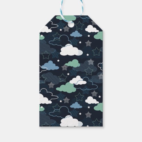 Cute Retro Starry Night Sky Pattern Gift Tags