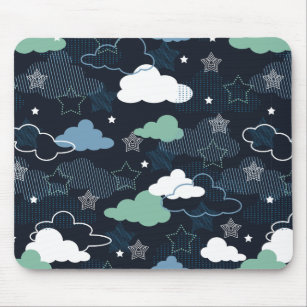 Cute Retro Starry Night Sky Pattern Mouse Pad