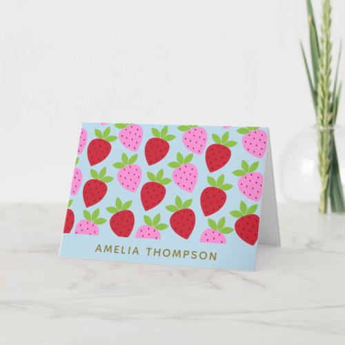 Cute Retro Strawberry Fruit Pattern Personalized Card