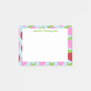 Cute Retro Strawberry Fruit Pattern Personalized Post-it Notes