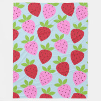 Cute Retro Strawberry Fruit Pattern Pink Red Blue